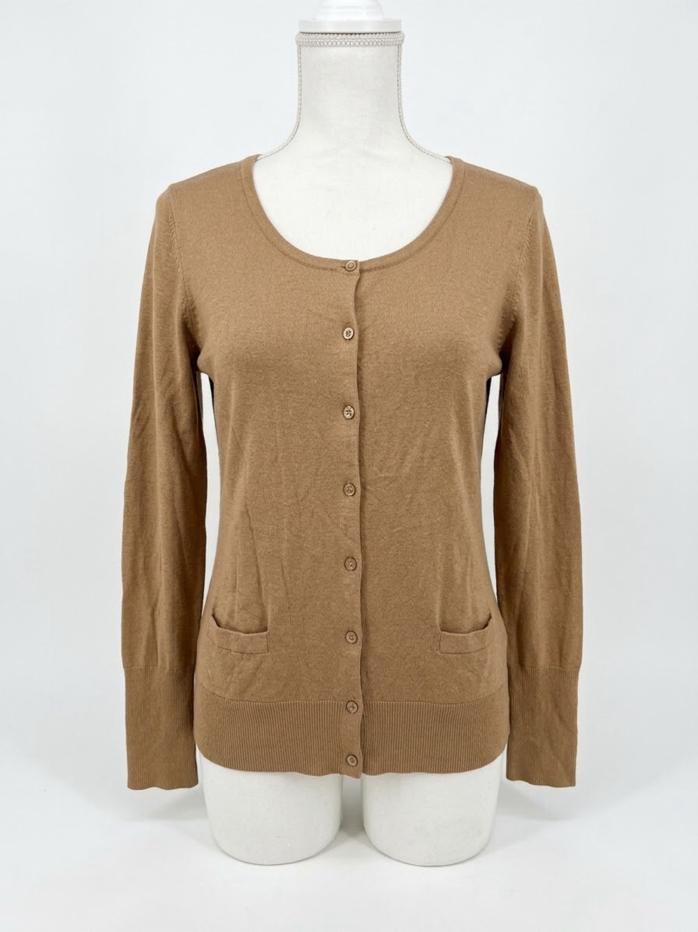 Classic Women's Cardigan Sweater in Camel